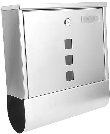 KITANDOVE Kasten Zeitungsbox aus Edelstahl große Briefkästen für draußen Outdoor- gesperrtes Postfach briefumschläge Briefkästen für Externe Postfächer Rostfreier Stahl Silver