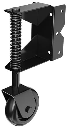 SKYSEN 4 Gate Wheels for Wooden Gate, Fence Gate Wheel, Spring Loaded Gate Caster with 360 Degree Universal Mount Plate for Metal Gate, Fence Gate, Wooden Gate, 220lbs Capacity, Black(gc-z)