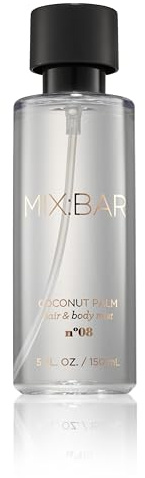 MIX:BAR Coconut Palm Hair + Body Mist, Bedroom Linen Spray - Notes of Coconut Wood, Vanilla, Salty Accord, Incense, Amber, Musk Milk, 5oz