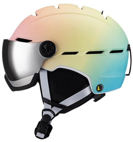 Ski Helmet with Visor, Snowboard Helmets for Men and Women, Unisex Helmet with 12 Ventilation Openings, Adjustable Fit 03,M