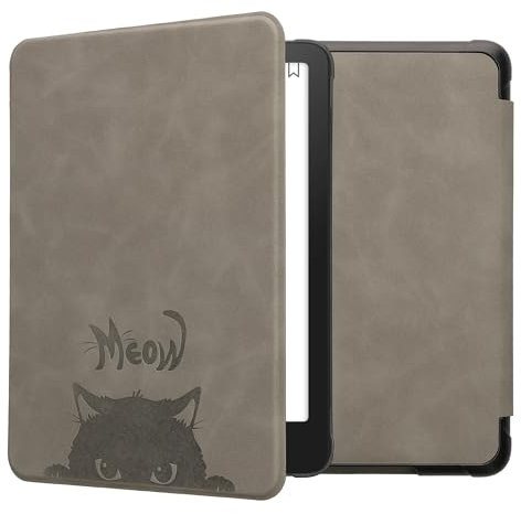 kwmobileÉtui Compatible avec Amazon Kindle Paperwhite (2024)/Colorsoft Coque - Étui à Rabat magnétique tabletteeReader Similicuir - Gris-Noir