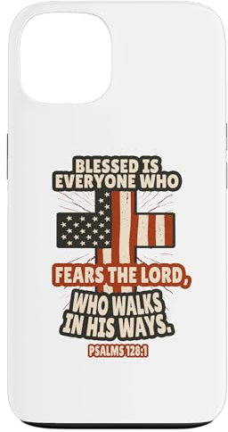 Custodia per iPhone 13 Salmi 128:1 Versetti della Bibbia Scrittura