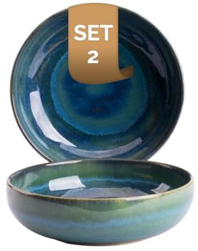 palmer Miami Schüssel - 2er-Set aus Steinzeug - Ø 16 cm, 500 ml - Spülmaschinen-, Ofen- & Mikrowellenfest, Design Bowl-Schüssel, Müslischale, Salatschale