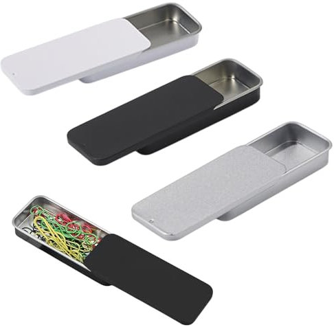 CANCYCC 3 Stück Metalldosen mit Deckel, 8 x 3,4 x 1,2 cm Blechdosen Rechteckige Metallbox Tragbare Mini Metalldosenbehälter Aufbewahrungsbox für Süßigkeiten, Schmuck, Ohrringen, Basteln