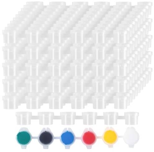 JAPCHET Lot de 200 mini pots de peinture vides de 3 ml, 1200 mini pots de peinture vides pour loisirs créatifs