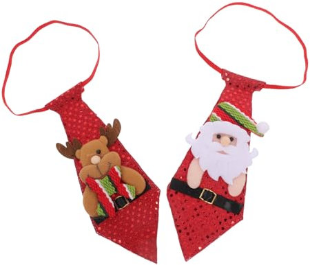 WOFASHPURET 2er Set Weihnachtskrawatte Mit Pailletten Für Festliche Kostü Accessoires Für Weihnachten Nikolaus Und Mottopartys Rentier & Weihnachtsmann