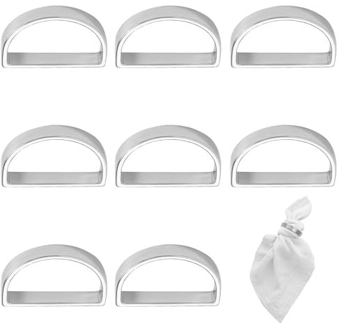 Lot De 8 Ronds De Serviette en Argent, Ronds De Serviette,Ronds De Serviette pour Noël, Mariage, Anniversaire, Dîner De Famille, Décoration De Table, Rond De Serviette (Argent)