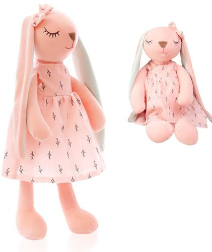 QWEPU Osterhasen Figuren,Plüsch Hase Kaninchen,Plüschtier Hase,Plüschhase mit Schlappohren, Kuscheltier für Niedlich Plüsch, Geburtstagsgeschenk für Jungen, Mädchen (Rosa,35cm)