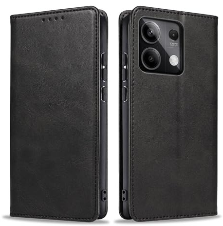 LBH Handyhülle Smartphone-Hülle für Xiaomi Redmi Note 13 5G Klapphülle Magnetverschluss Kartenfächer Geldfach Standfunktion Case Etui Rundumschutz Schutzhülle Schwarz