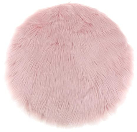 EHJRE Matte Aus Kunstfell für Stühle Und Sitzflächen, Sitzkissen Schaffell, Teppich Kunstfell, Dekofell Stuhlkissen Sitzauflage, Flauschiger Stuhlbezug, Rosa 35 cm