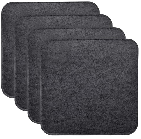 Generisch 4er Set Sitzkissen Filz 35x35 cm Stuhlkissen für Bank & Stühle mit rutschfesten Sitzauflage Bank Sitzkissen Outdoor für drinnen draußen Stuhlkissen (Parteien, schwarz, 35 x 35cm)