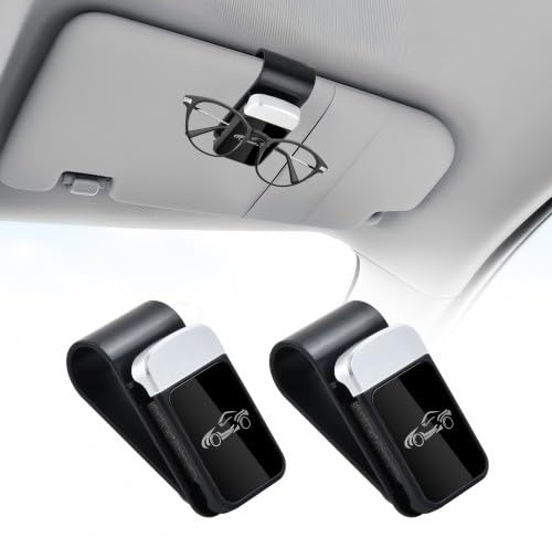 2 Stück Brillenhalter für Auto Sonnenblende, Universeller Sonnenbrillenhalter Auto, Auto Visier Zubehör Karten Clip, Sunglasses Holder for Car Visor, Universal Brillenhalterung Auto für Brille Karte