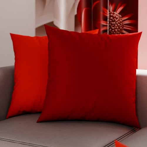 PETTI Artigiani Italiani - 2er-Set Kissenbezüge 30x30 cm aus Mikrofaser, Dekokissen-Bezüge für Schlafzimmer und Sofa, Set mit 2 Kissenhüllen, Wende-Kissenbezug Double-Face Rot und Bordeaux