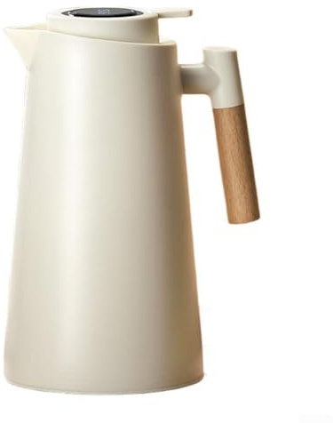 Marchfunny Thermal Carafe 1L with Double‑Walled Glass Lining and PP Lid, Vacuum Insulation for 24‑Hour Temperature Retention(White)