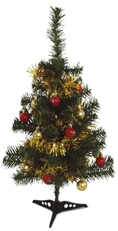ARDITEX - Set de Árbol de Navidad Todo en Uno de Mickey Mouse de Disney con 1 Árbol Verde de 60 cm, 14 Bolas Rojas y Doradas de 3 cm, 1 Espumillón Metalizado y 2 m de Luces LED a Pilas Incluidas