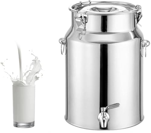 Bidone in Acciaio Per Olio Con Rubinetto 5 Litri Bidoni Acciaio Inox Per Olio Contenitore Per Latte in Acciaio Inox Per Cucina e Uso Domestico,Capacity-5L