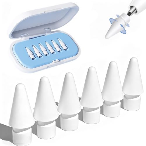 RXKFIGX 6 Pezzi Punta per Apple Pencil, Precisione Elevata Punte Tips Ricambio Accessori, Alta Sensibilità Punte, Punta Ricambio Accessori, Punte Tips Apple Pencil 2a /1a Gen e Apple Pencil PRO/USB C