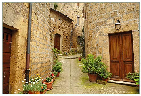Wallario Küchenrückwand selbstklebend 90 x 60 cm, Motiv: Weg durch die Altstadt - Toskana in Italien | Spritzschutz abwischbar & pflegeleicht