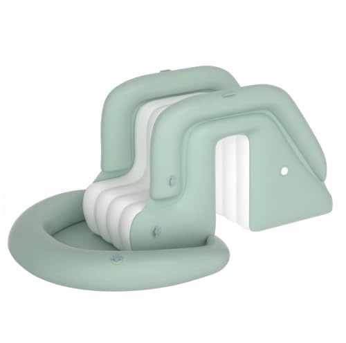 Scivoli Gonfiabili per Piscina, Scivolo per Piscina Fuori Terra in PVC Spesso Base Stabile Riempita d'Acqua Facile Installazione Giocattoli da Giardino Estivo, 71x42, 5x32 Pollici, Verde Chiaro