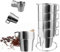A-SZCXTOP Stainless Steel Coffee Tea Cups Set of 4, Stackable Double Heat Insulation Metal Coffee Mugs with Stand Rack, Camping Cups Perfect for Cold Drinks or Hot Drink (300ml)