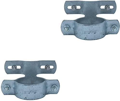 Kleberio® 2 Rohrschellen DN76 (Bohrlochabstand 50-100mm) verzinkt für Rundrohr 76mm Rohrschelle für Schilderbefestigung Rohrhalterung Schellen Set inklusive Befestigungsschrauben für das Schild