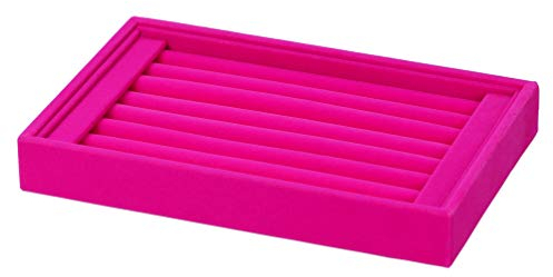 Valyria Samt 7 Slots Ring Ohrringe Tabletts Styling Display Jewelry Organizer 22.5cm x 14cm x 3cm fuchsia