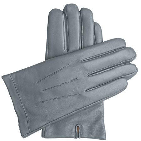 Downholme Klassische Lederhandschuhe mit Innenfutter aus Kaschmir für Herren (Grau, L)