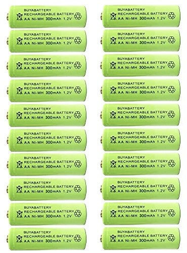 Buyabattery AA 1.2V 300mAh NiMH Rechargeable Solar Light Batteries (aa 300mAh NiMH 20_pack)