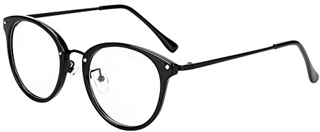 Retro Brille Student Lehrer Damen Herren Slim-Brille ohne stärke Nerdbrille Linsen Brillenfassung clear lens Dekobrillen fashion Streberbrille Transparente Lesebrille mit Brillenetui für Computer PC