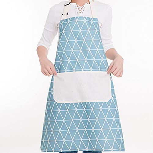 Egurs Plaid Waterproof Apron for Kitchen Dishwashing Cleaning Painting blue