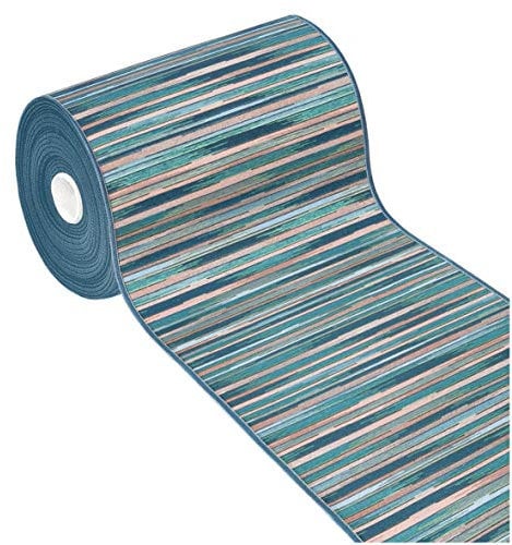 Tappeto Cucina Bordato Assorbente Tessitura Piatta Multiuso Bagno Camera Stile Bamboo 52X40 Blu