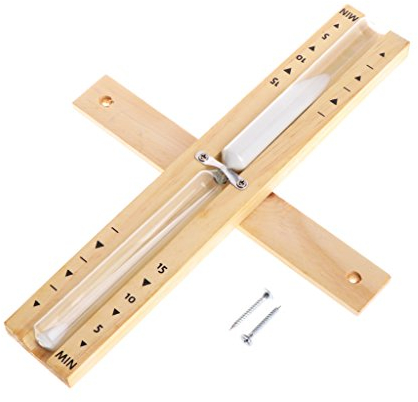 Yanhonin Sanduhr aus Holz, drehbar, für Sauna, Sanduhr, Weiß, 15 Minuten