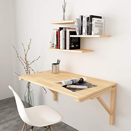 KDDEON Schwebender Wandklapptisch aus Massivem Kiefernholz,klappbar Esstisch,Küchentisch,Computertisch,Laptoptisch,Schreibtisch für Kinder,mit Zubehör (100x50cm/39x20in)