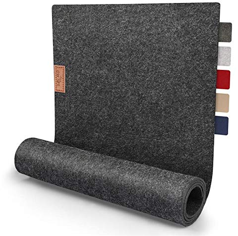 sølmo I Design Tischläufer Grau aus Filz I 150x40 cm Tischband I Skandinavischer Filzläufer Tisch Abwaschbar mit Leder Label - Tischläufer Winter