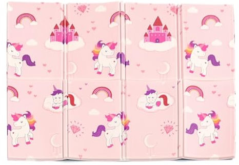 KandyToys Folding Unicorn Baby Play Mat | Thick Padded XPE Baby Crawl Mat | Waterproof | Safe