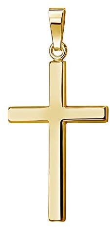 JEVELION Kreuz-Anhänger in Hochglanz poliertes Goldkreuz für Damen und Herren als Kettenanhänger + Schmuck-Etui und Zertifikat
