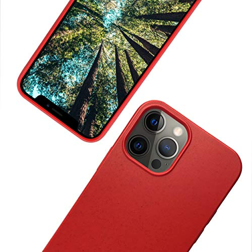 eplanita Eco Mobile Phone Case Compatible with iPhone 12 and 12 Pro, Plant Fibre, Drop Protection Cover, Durable and Sustainable (for iPhone 12/12 Pro, Red)