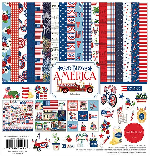 Carta Bella Paper Company God Bless America Collection Kit Paper , 12-x-12-Inch