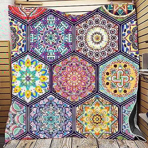 Chickw1 Mandala Tagesdecke Bettüberwurf Gesteppt, Mikrofaser Tagesdecke Schlafzimmer Steppdecke Decke Überwurf Wohnzimmer Sofaüberwurf für Einzelbett Doppelbett (Mandala 2,180x200cm)