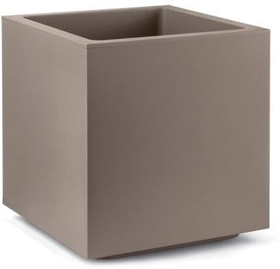 Vaso fioriera QUADRATO CUBO MATHERIA Colore AVANA in plastica CON RUOTE 40 CM VECA AMDGarden