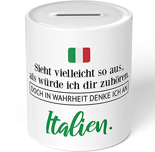 JUNIWORDS Spardose Sparbüchse, Sieht vielleicht so aus, als würde ich dir zuhören. Doch in Wahrheit denke ich an Italien (1001306)
