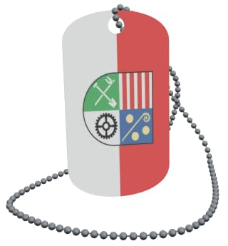 U24 Dog Tag Erkennungsmarke ID Tag an Kette Flagge Mainz OT Mombach Alu 30 x 50 mm