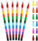 YUTOU 6 Stück Stapelbare Wachsmalstifte Set Stapelbare Buntstifte Kinder Farbwechsel Stift Baustein Buntstifte für Kinder Geburtstag Gefälligkeiten, Party Spielzeug Tasche Füllstoffe (12 Farben)