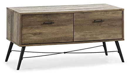 HOMN LIVING Mueble TV Clavel 2 cajones Color Rustic, guías metálicas, 100 cm (Ancho) 50 cm (Profundo) 40 cm (Altura)