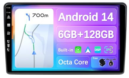 BXLIYER - 6G+128G,8 Core - Android 14 IPS Autoradio pour Fiat Ducato/Citroen Jumper/Peugeot Boxer - sans Fil Carplay + Android Auto - Caméra + MIC - 2 Din 9 Pouce - Dab Volant 360-Camera Fast-Boot
