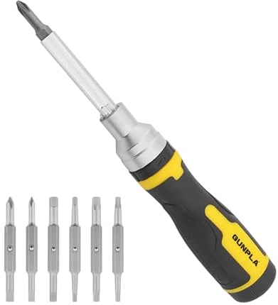 Gunpla 16 en 1 Mini Juego de Destornillador Carraca Portapuntas+Multipuntas+Varillas, Depósito en el Mango para Reparación de Automóviles y Electrodomésticos