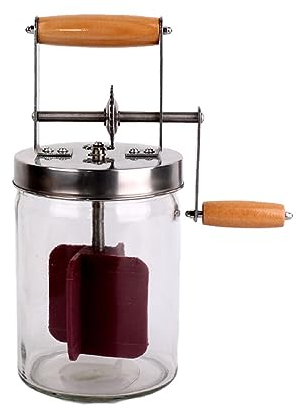 lopituwe Batidor de Mantequilla con manivela Manual, fácil y Seguro para Hacer Mantequilla en casa, batidor de Mantequilla con manivela Manual de Vidrio, Mantequilla para Mantequilla