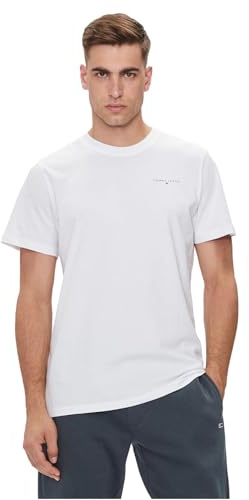 Tommy Jeans Herren T-Shirt Kurzarm Slim Rundhalsausschnitt, Weiß (White), XXL
