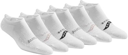 Saucony Herren Rundry Mesh Ventilating Comfort Fit Performance No-Show, Available in M-XXL (6, 12, 18 Pairs) Socken, Sneaker Weiß/Grau (6 Paar), Large (6er Pack)