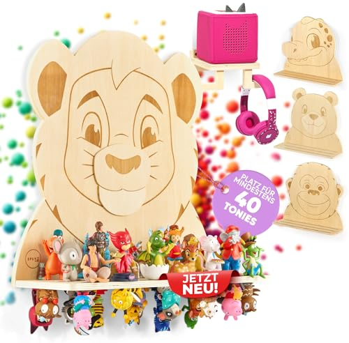 SPUNZ Tonie Regal zum Hinstellen und Aufhängen [2in1 Tonie Regal Mädchen und Junge] Tonie Aufbewahrung inkl. Toniebox Regal [Jetzt Tiermotiv wählen]
